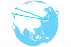 世界地図上で情報が伝搬する様子を描くCG画像 世界地図上で情報が伝搬する様子を描くCG画像