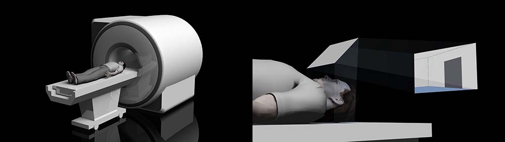 MRIを使った血流動態の測定の様子のCG