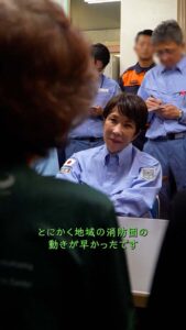 被災者と面談する高市総理